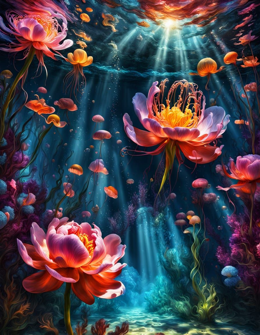 Vibrant Oceanic Dreamscape in Whimsical Fantasy Style