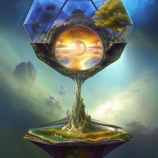 Hexagon Glass Bridge to Intergalactic Galaxy