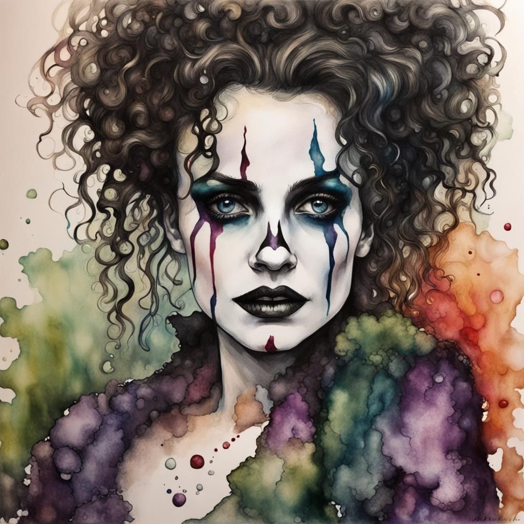 Bellatrix Lestrange as Harlequin Mime, Alcohol Ink