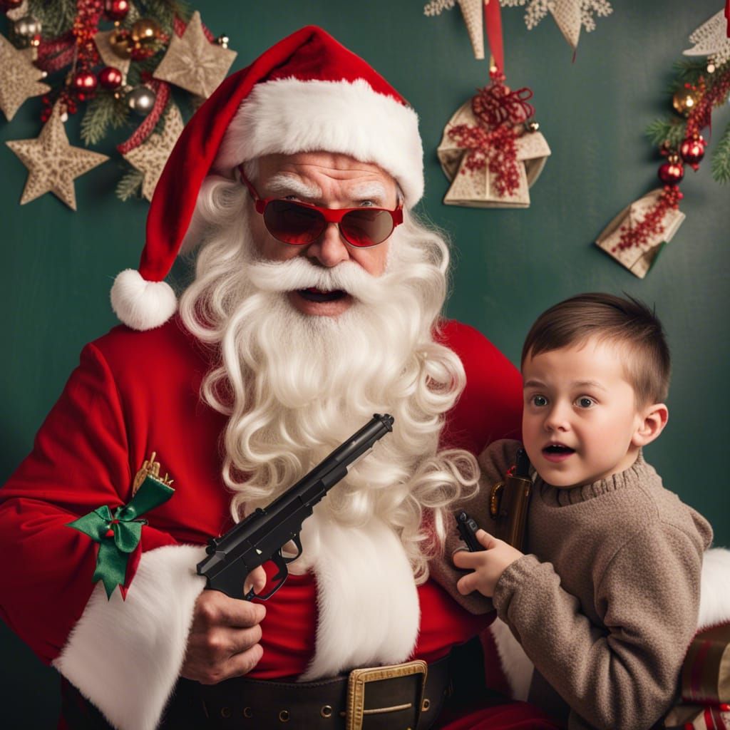 Sinister Santa Claus with Gun