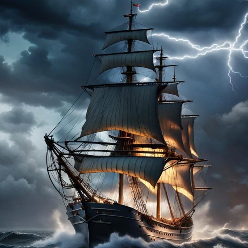 Dutch Ship in Storm with Saint Elmo's Fire
