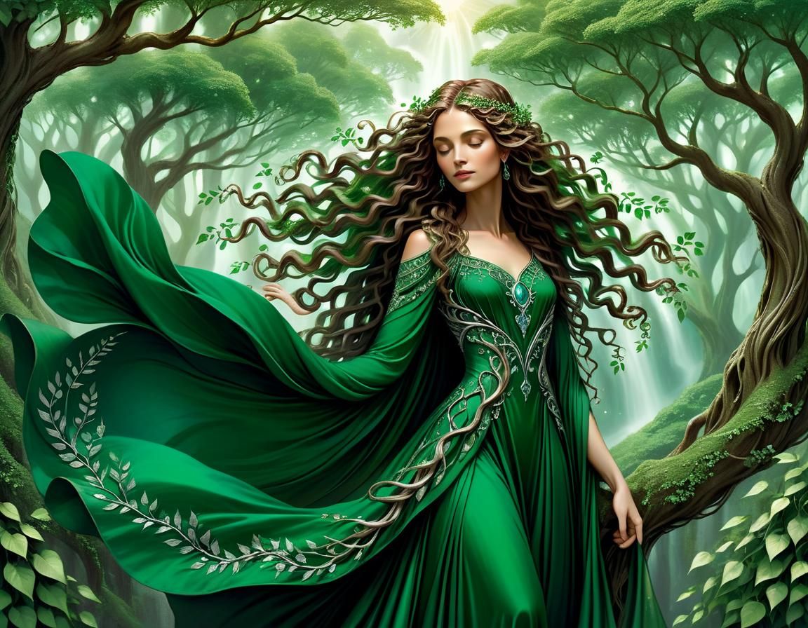 Benevolent Mother Earth Tending Tree of Life