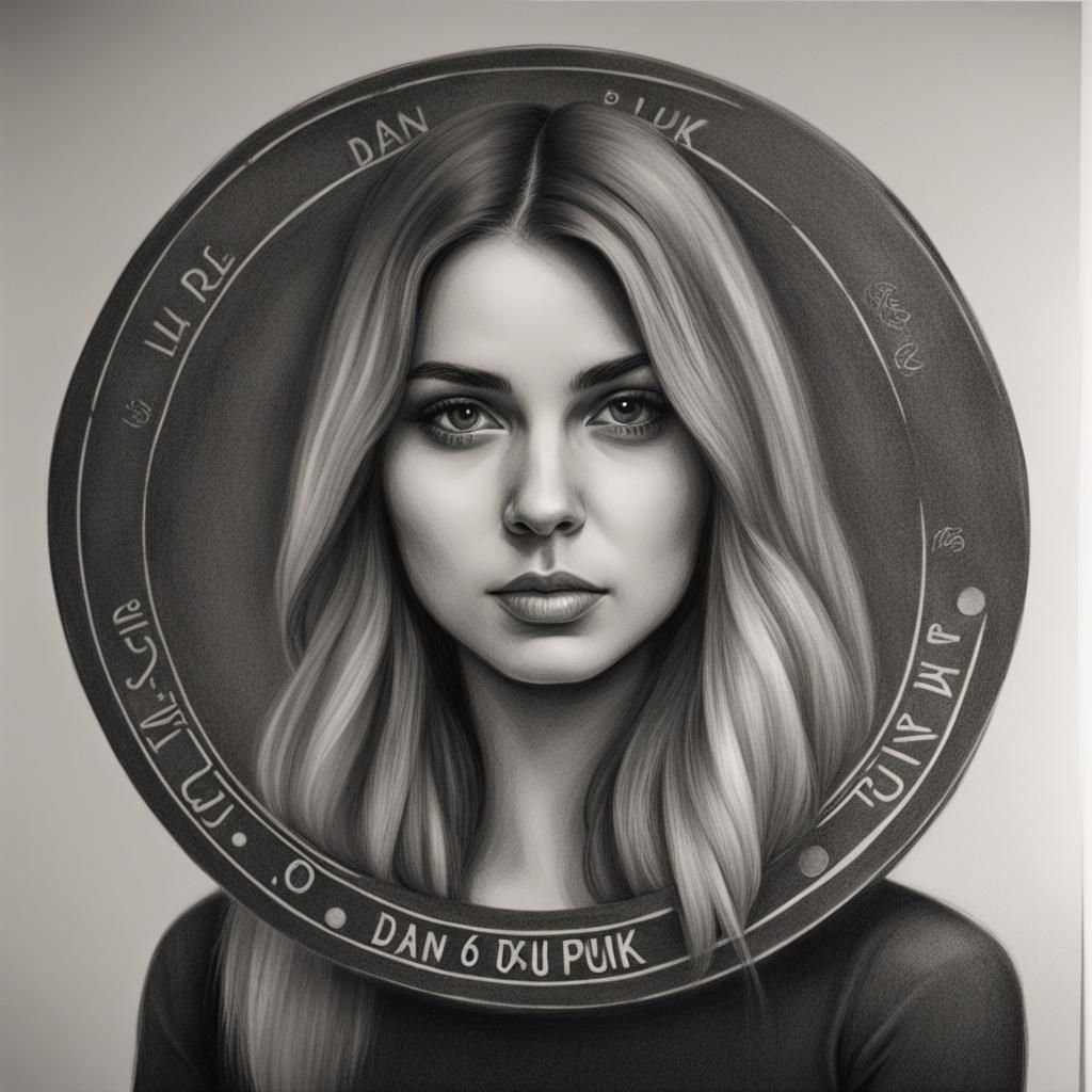 Young Woman Holds 'Dan6puk' Logo Placard in Charcoal