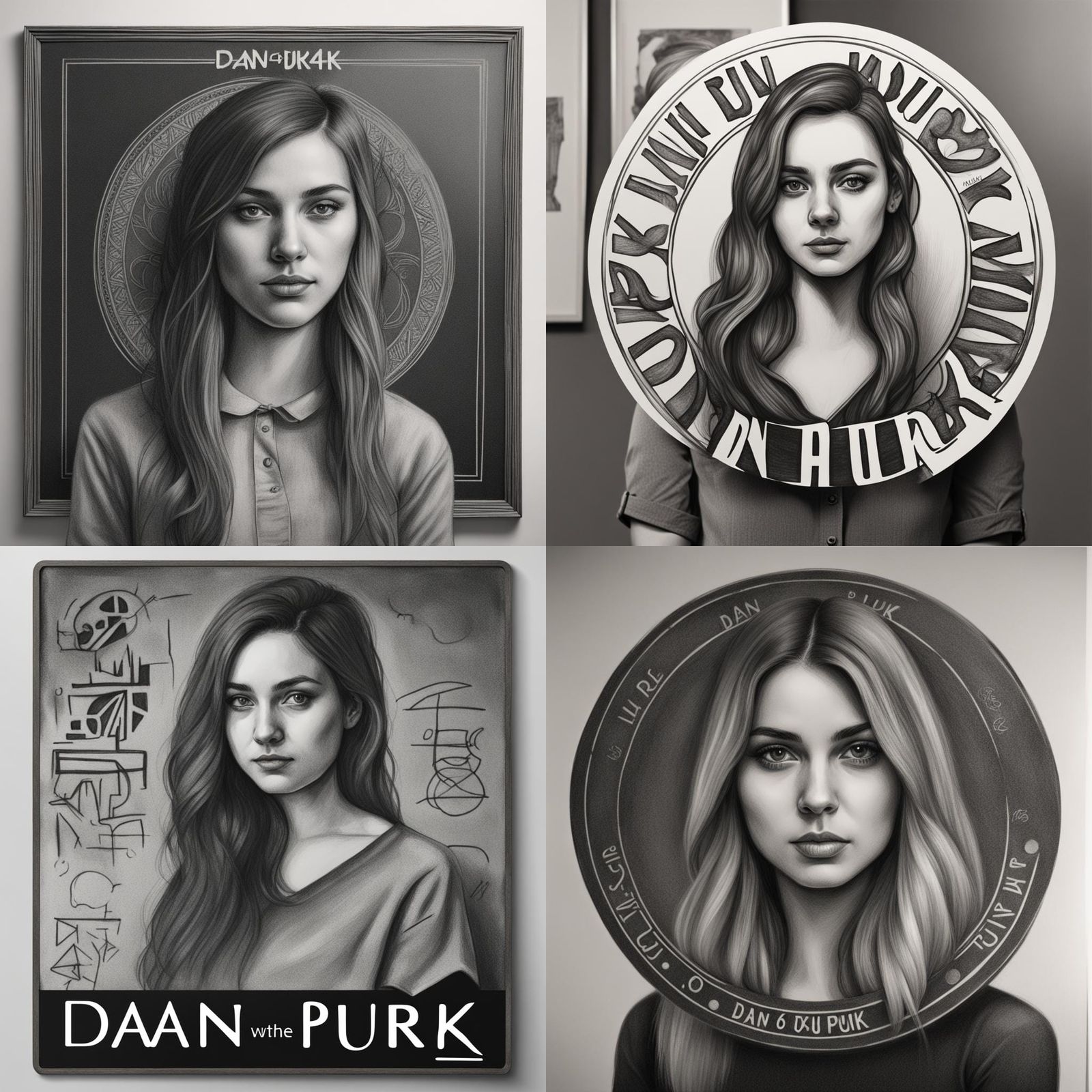 Woman Holds Dan6puk Placard: Hyperdetailed Charcoal Drawing