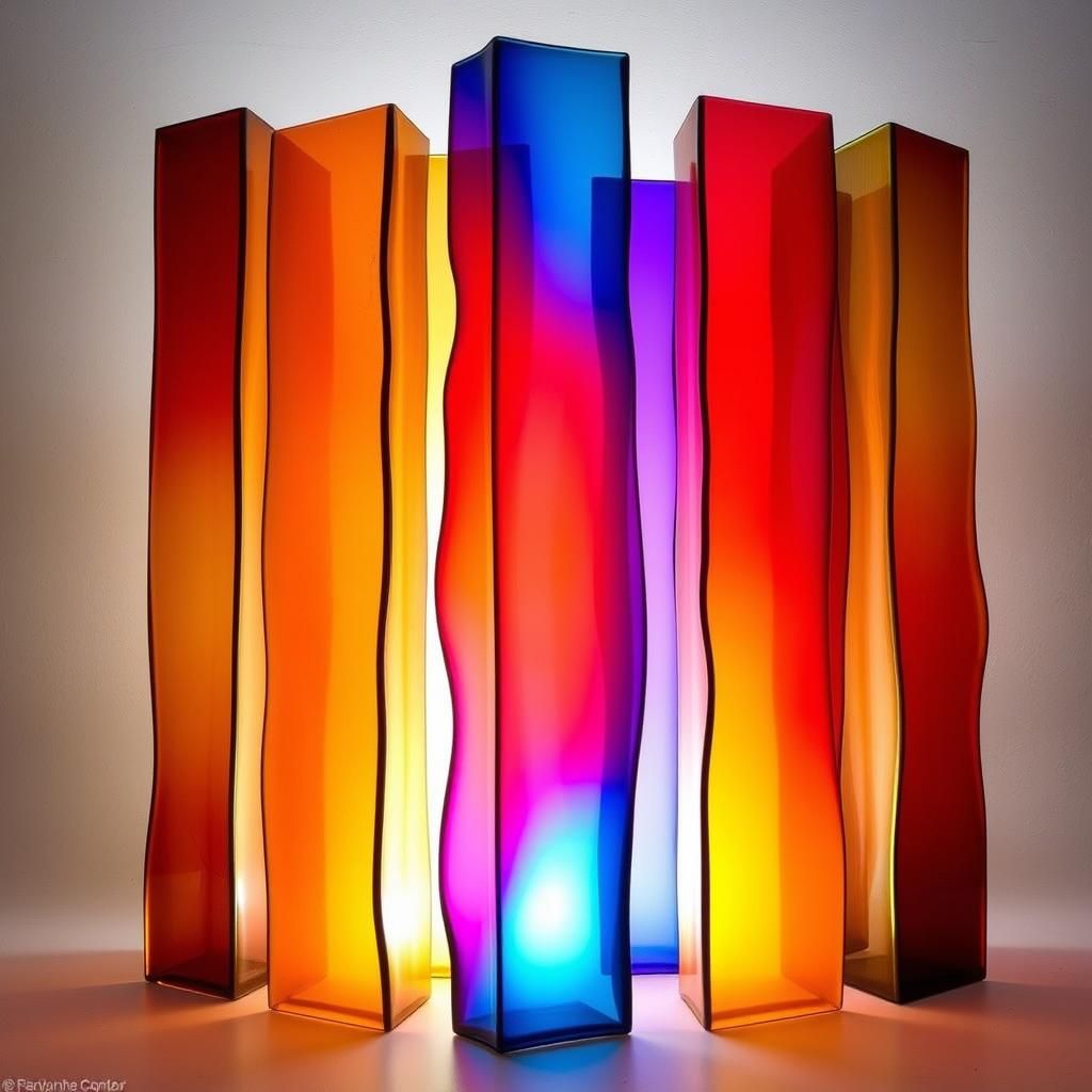 Vibrant Glass Sheets in Organic Arrangement