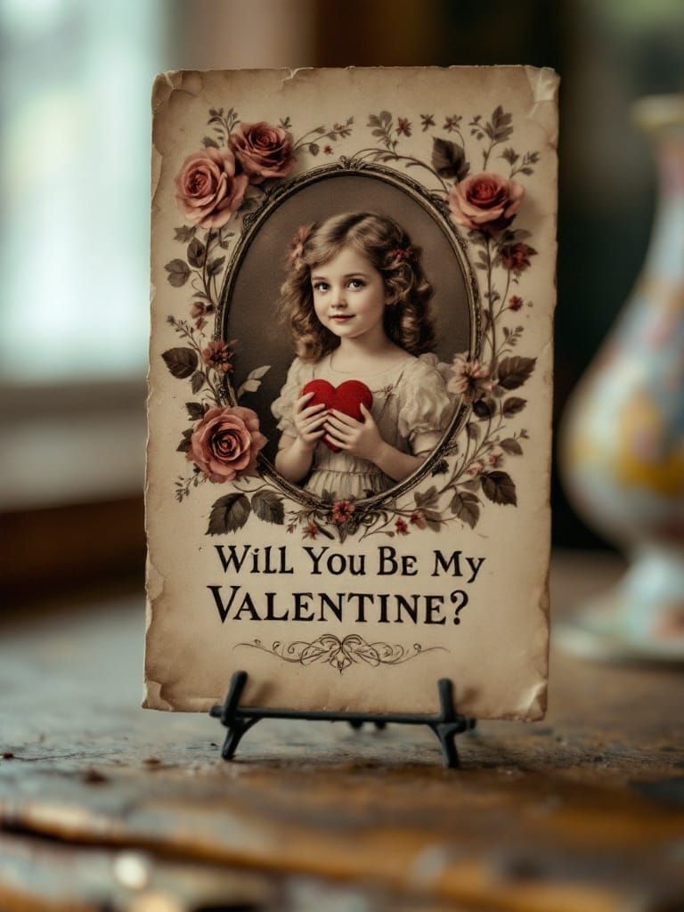 Vintage Valentine's Day Scene in Sepia Tones
