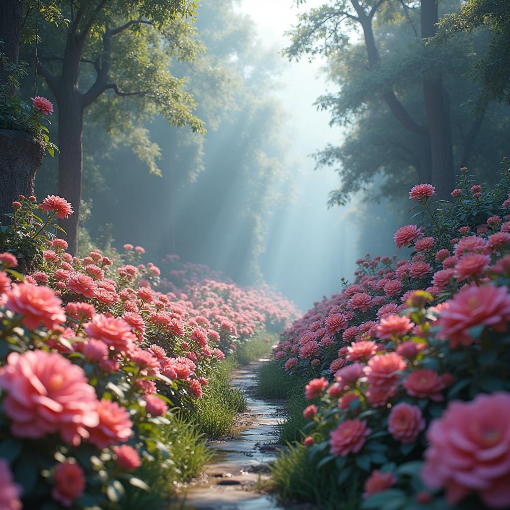 Mystical Flower Garden in Dreamlike Concept Art Style