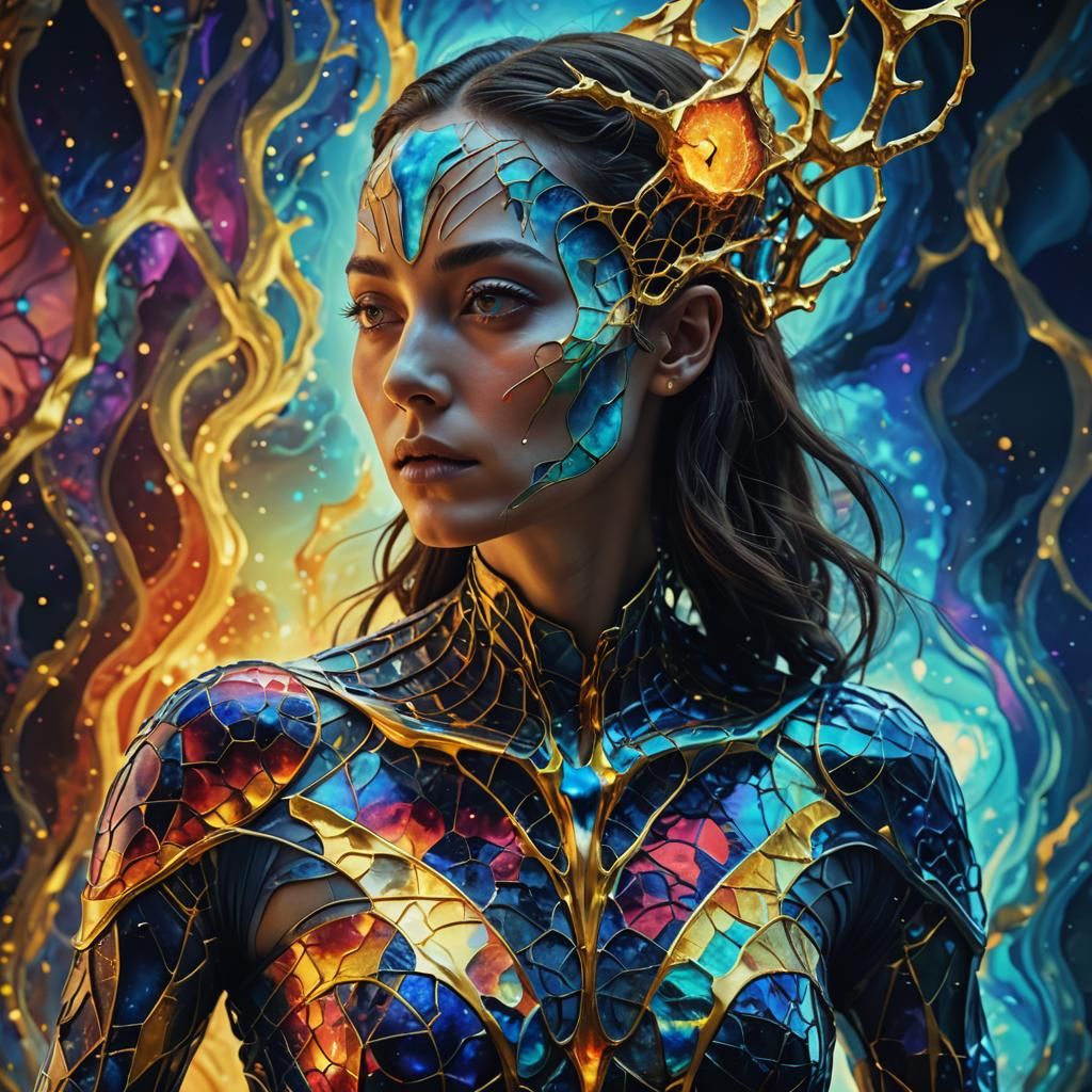Alien Kintsugi in Dreamscape Fractal Landscape