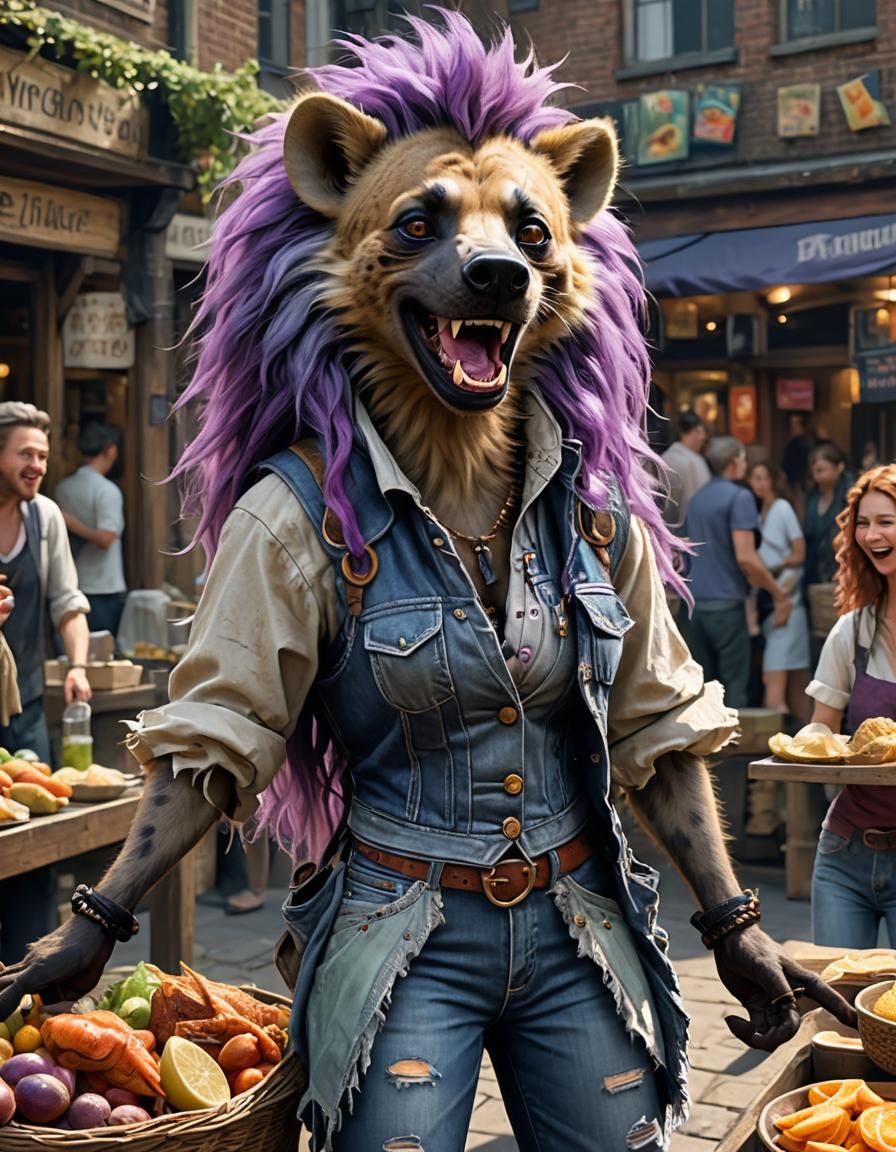 Furry Hyena Fishmonger in Decaying London Market