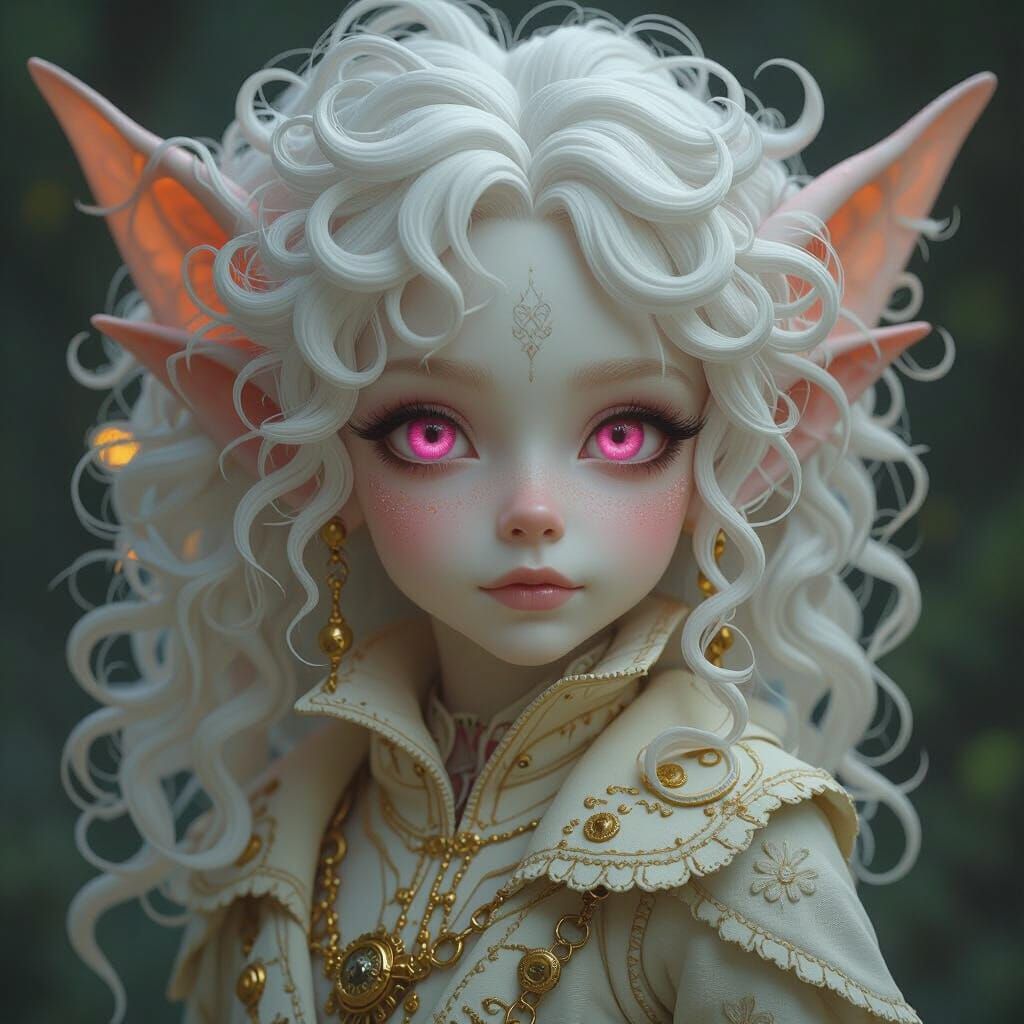 Steampunk Elf in Dark Fantasy Landscape, Digital Art