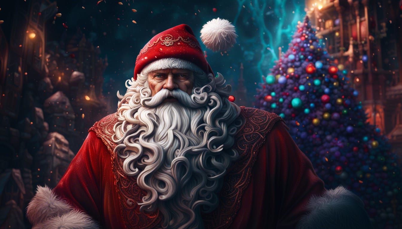 Detailed Matte Painting of Santa Claus in Fantasy Style