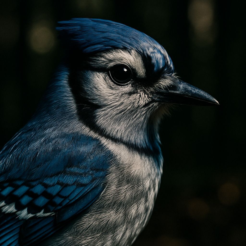 Hyper-Realistic Bluejay Portrait in Woods