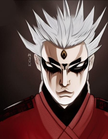 Samurai Warrior with Demonic Horns in 3D