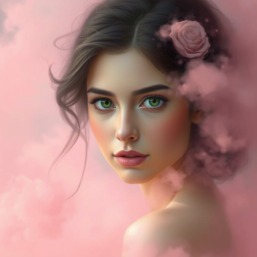 Ethereal Fantasy Portrait in Soft Pink Hues