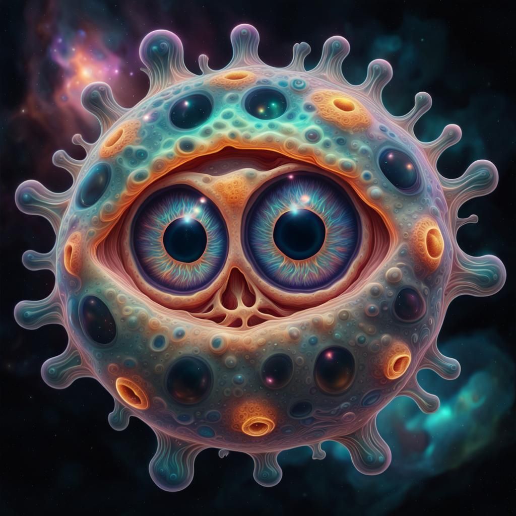 Amoeba with Cat Eyes: Holographic Cosmic Illustration