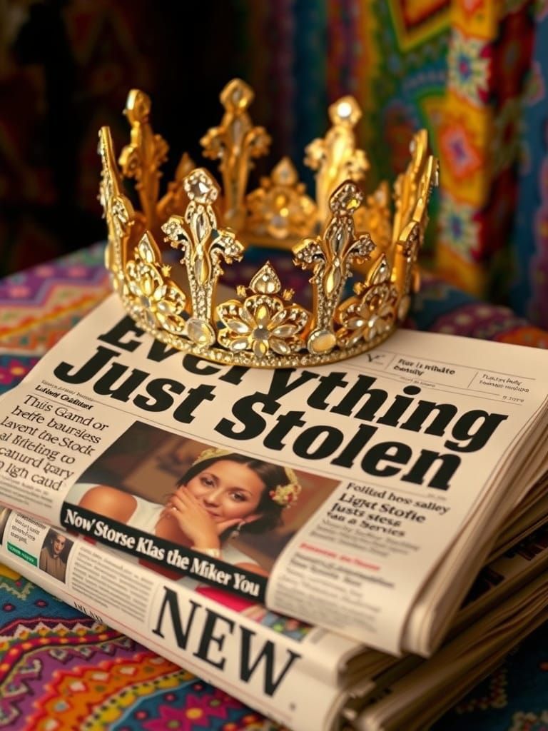 Opulent Diamond Crown on Stolen News Headline