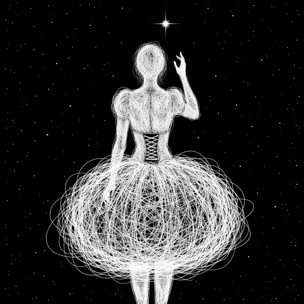 Celestial Figure in Starry Void: Digital Art