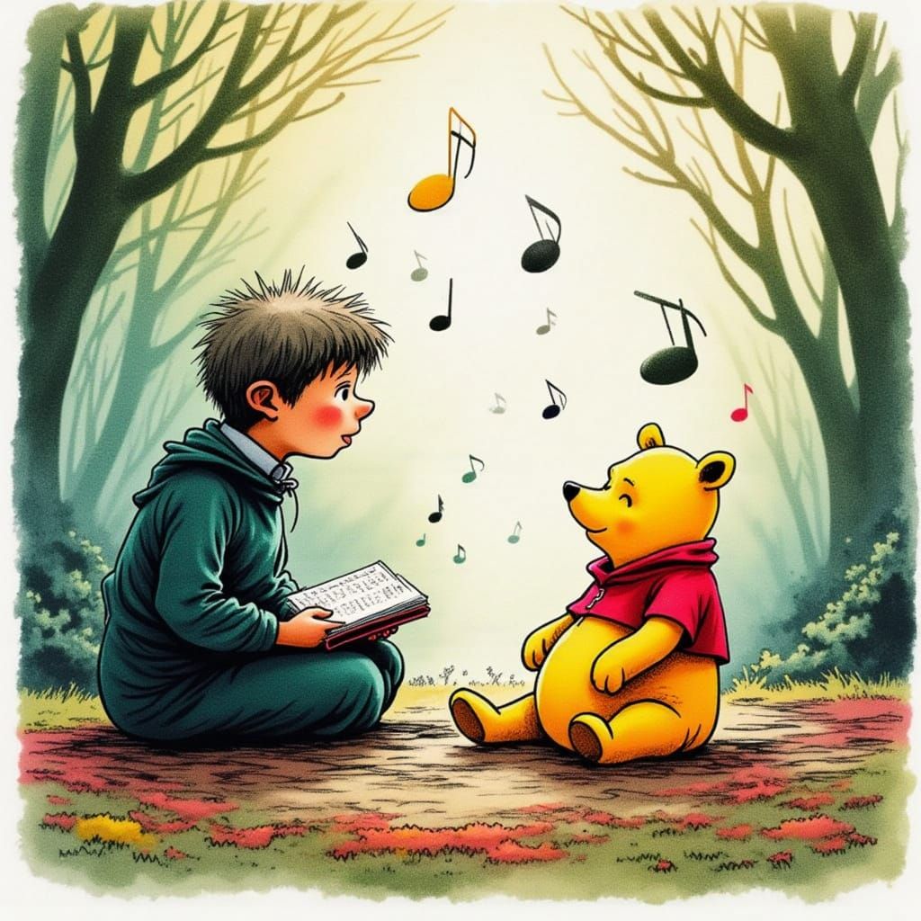 Harry Potter Meets Winnie the Pooh in Watercolour