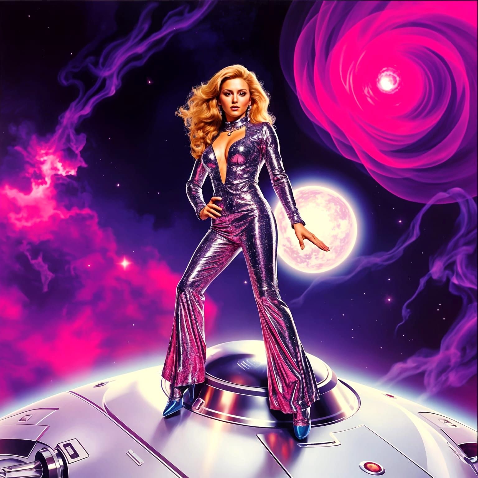Vintage Space Disco Album Cover Art