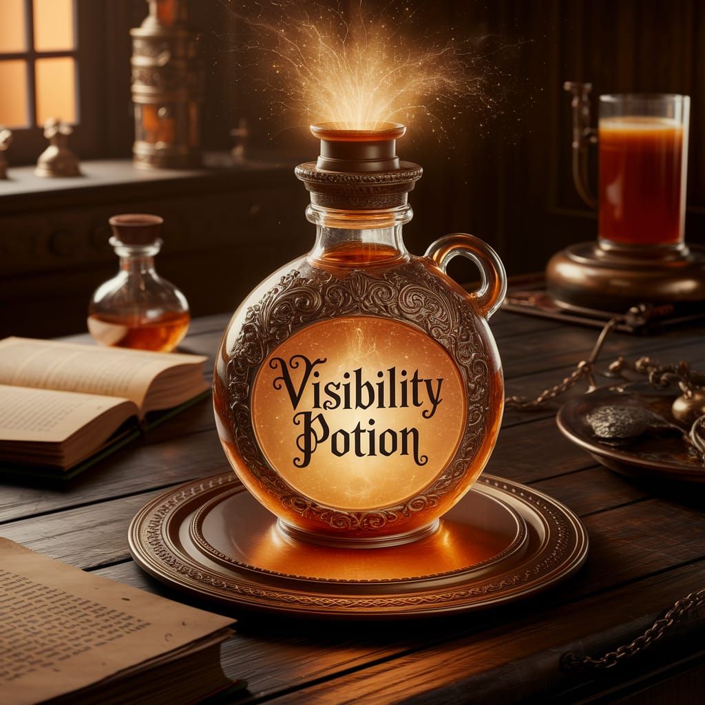 Warmly Lit Alchemical Laboratory Scene with Visibility Potio...