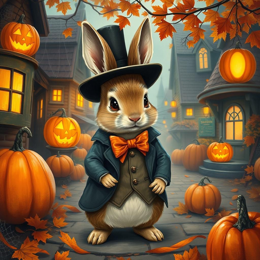 Peter Rabbit's Halloween Adventure: A Digital Painting