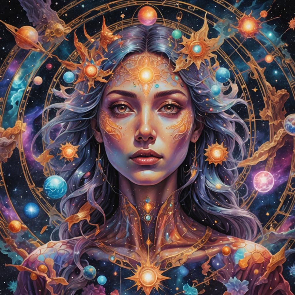 Holographic Astral Cosmic Illustration by Pablo Amaringo