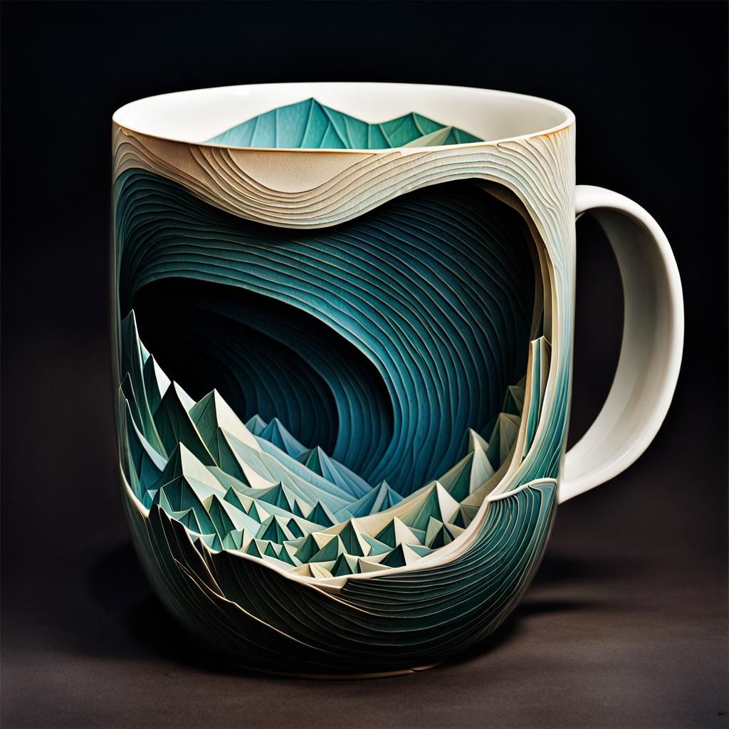 Mug Interior: Whimsical Carved Landscape Illusion