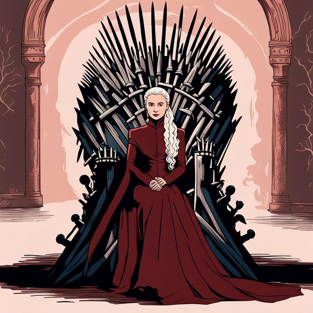 Daenerys and Sansa on the Iron Throne