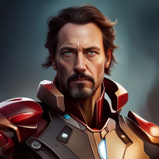 Iron Man Portrait in Hyperdetailed Digital Art Style