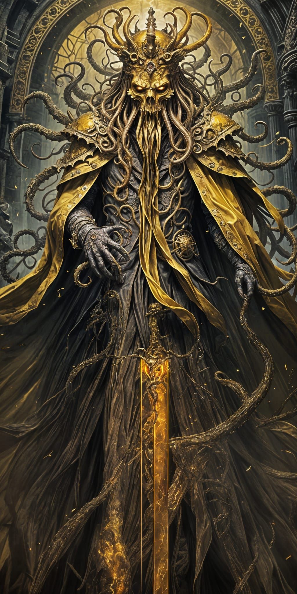 Hastur Observes His Demise in Dark Fantasy Art