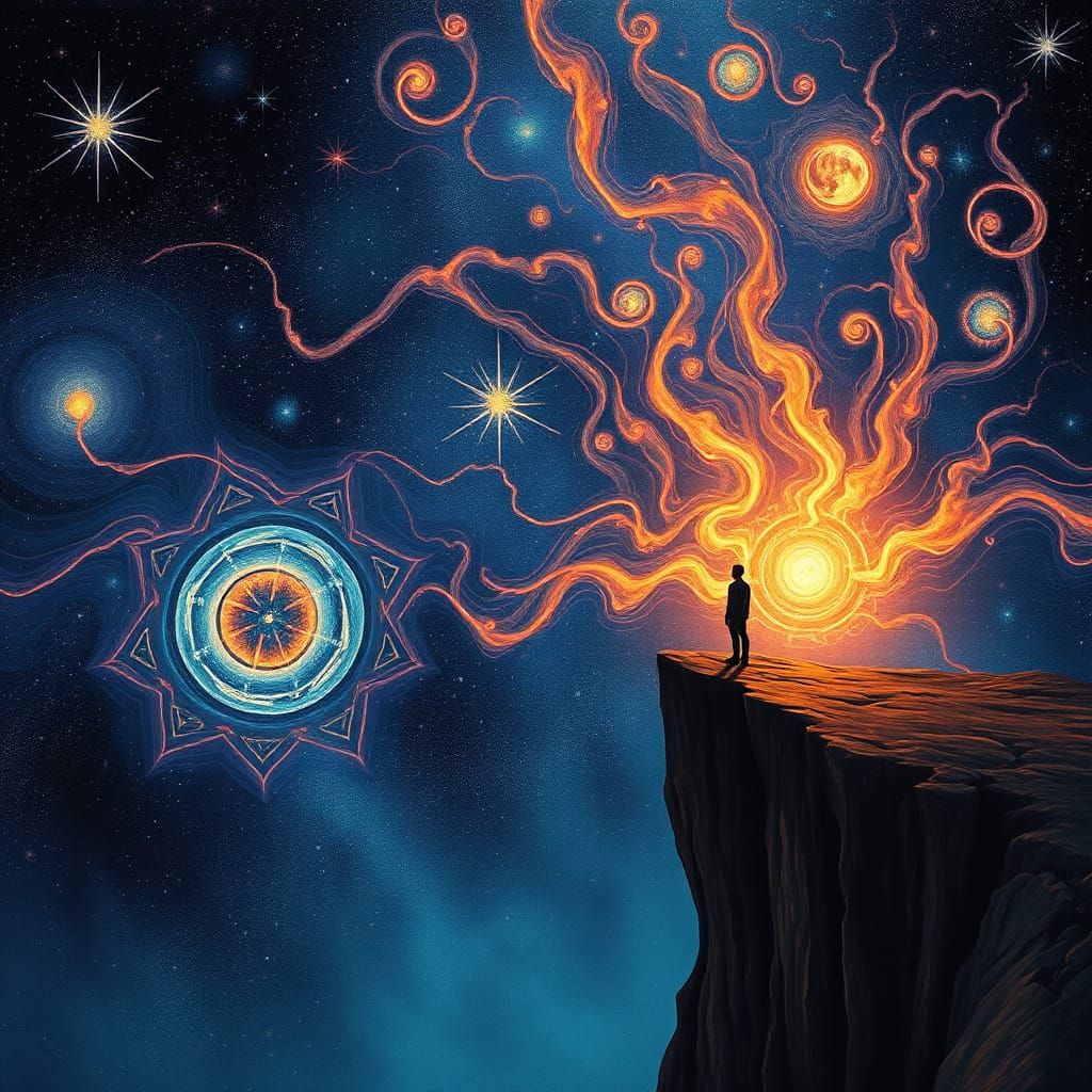 Starry Night Sky: Surreal Psychedelic Art