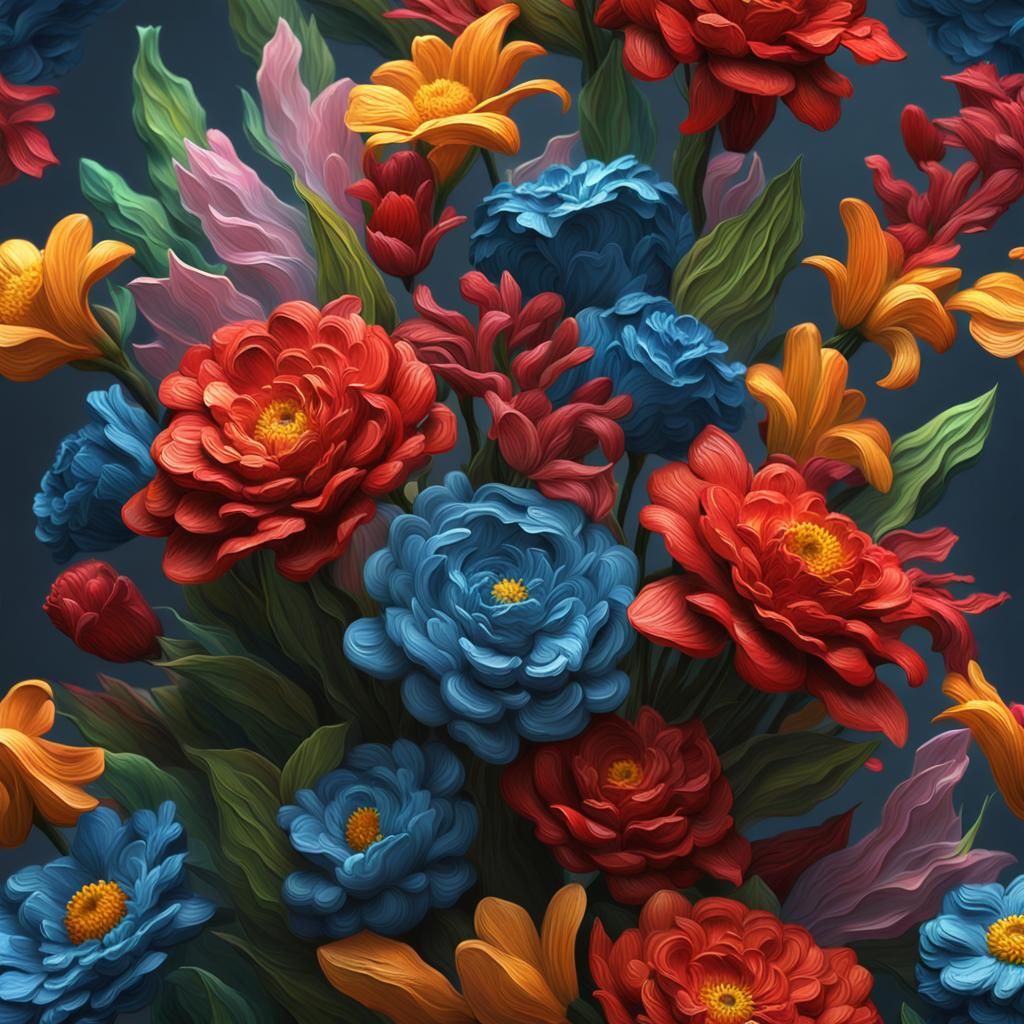 Impasto Flower Bouquet in 8K Resolution