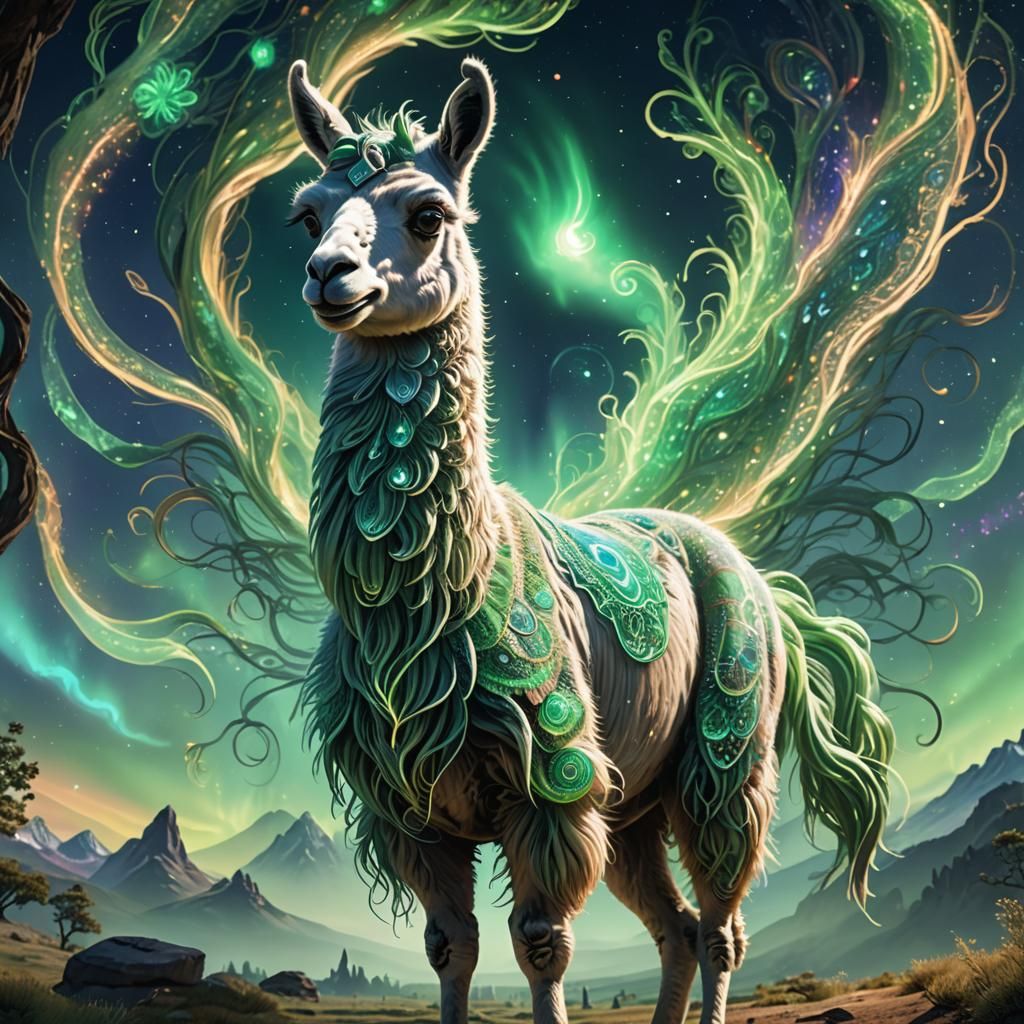 Llama with Spiritual Aura in Fantasy Concept Art