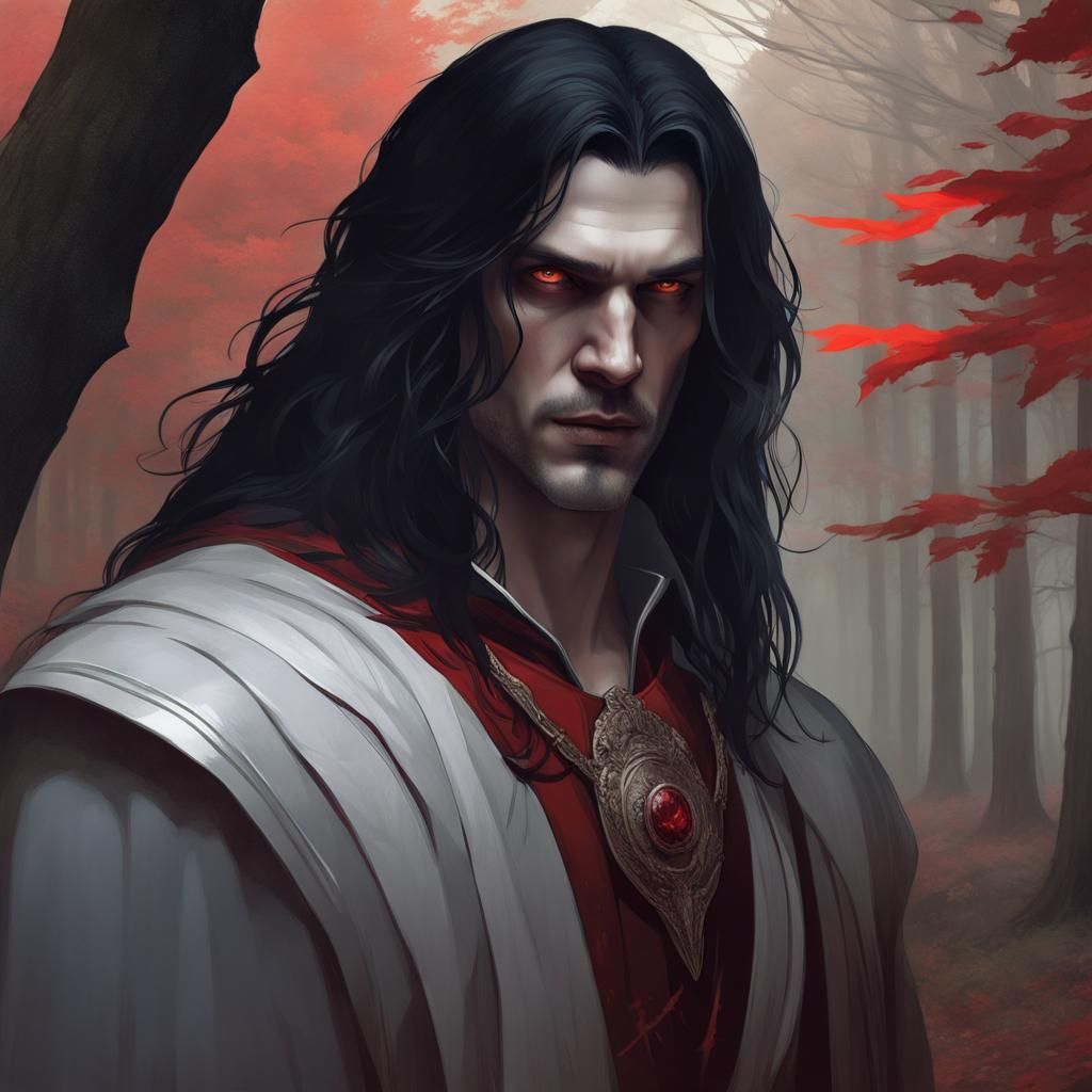 Regal Vampire Portrait in Hyperdetailed Digital Art