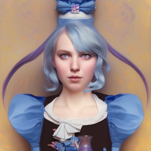 Alice-Inspired Portrait in Art Nouveau Style