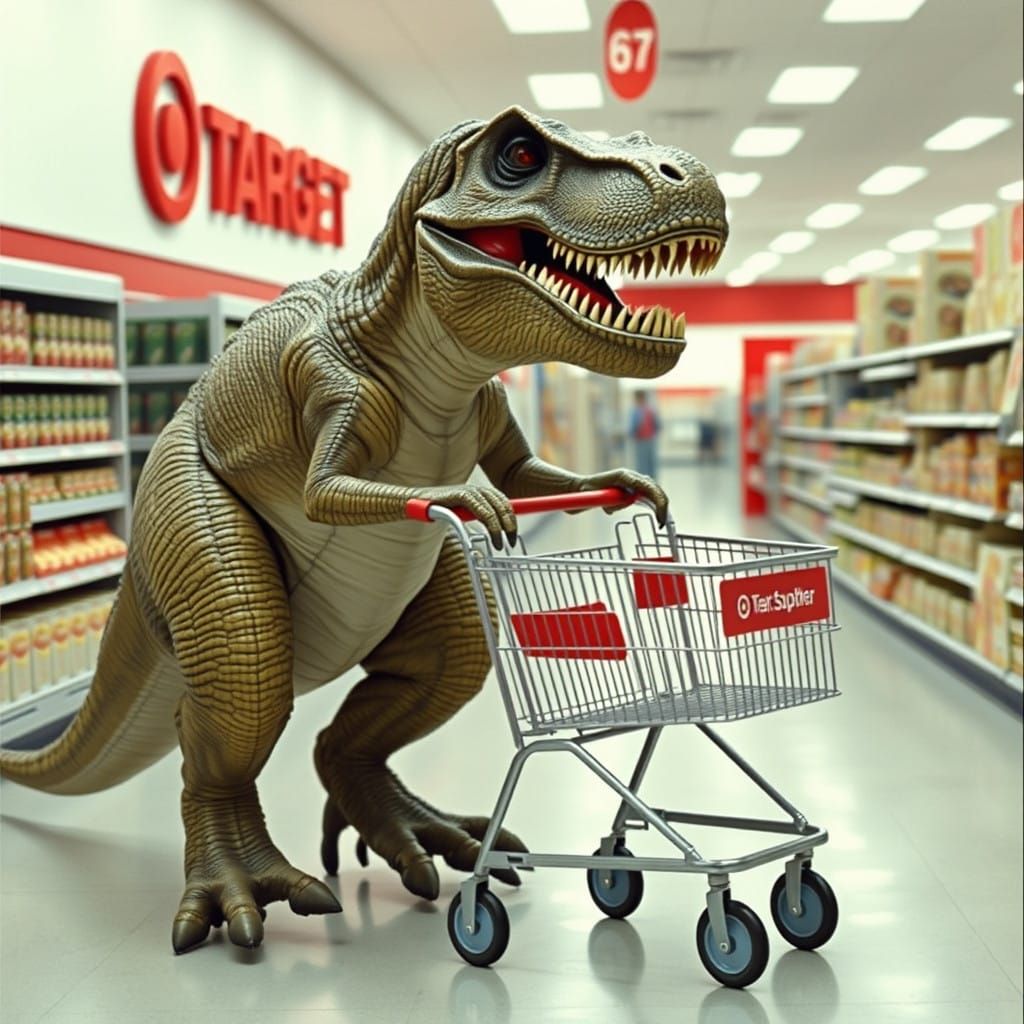 T Rex Shopper Strolls 80s Target Aisles