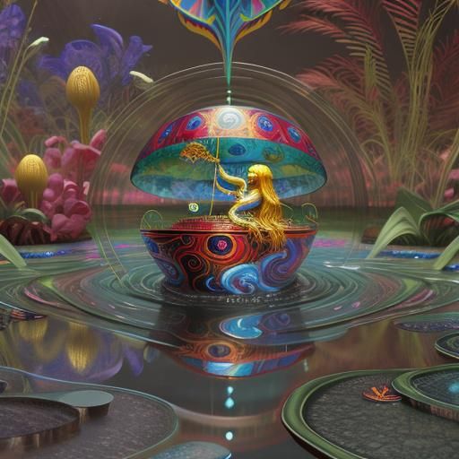 Psychedelic Glamour in a Surreal 3D Render