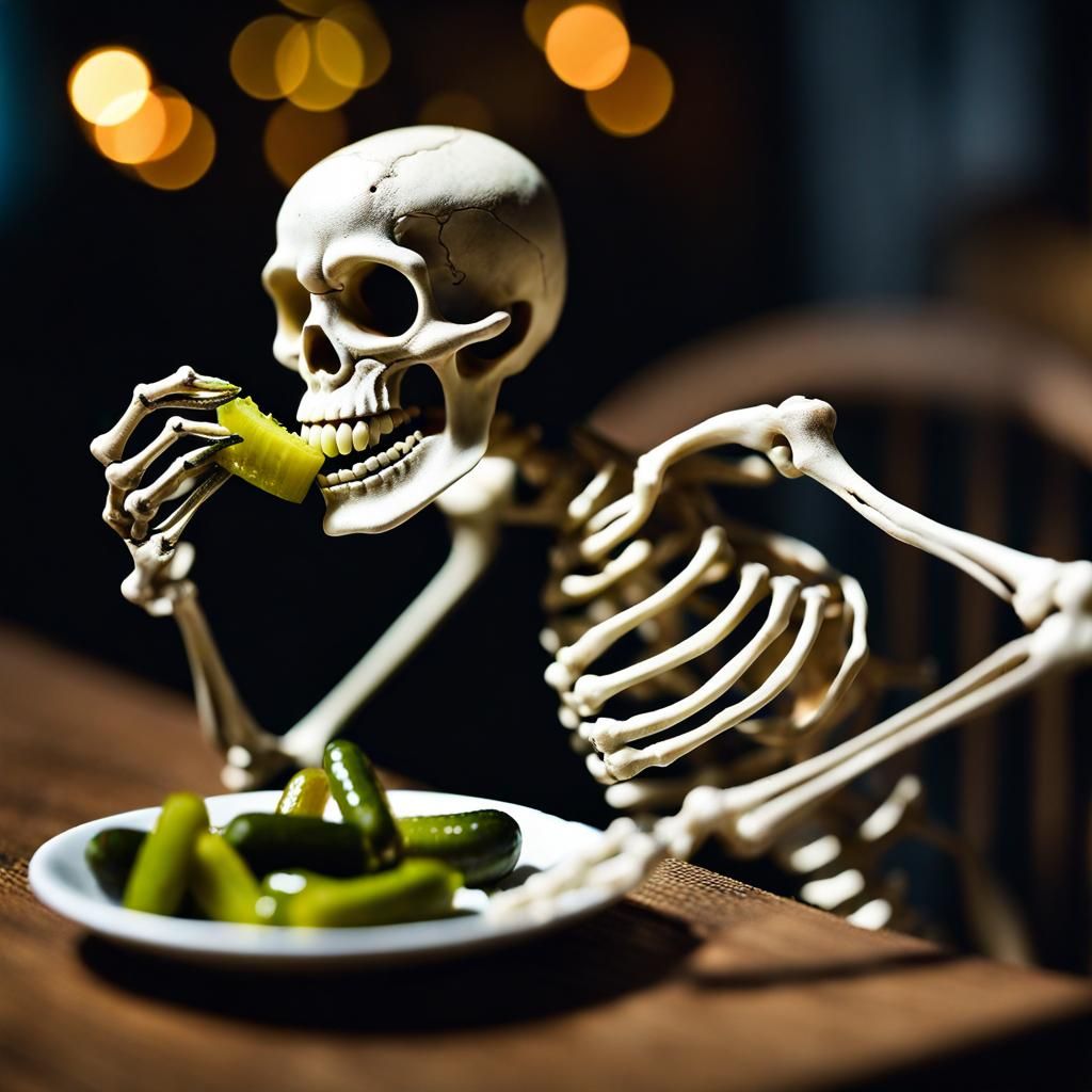 Skeleton Eating Pickles II