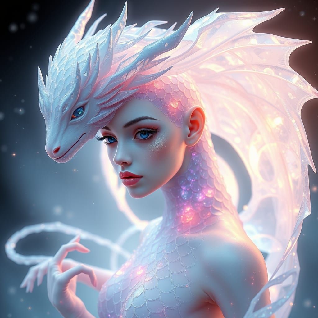 Celestial Being Embodies Haunting Beauty in Shimmering Scale...