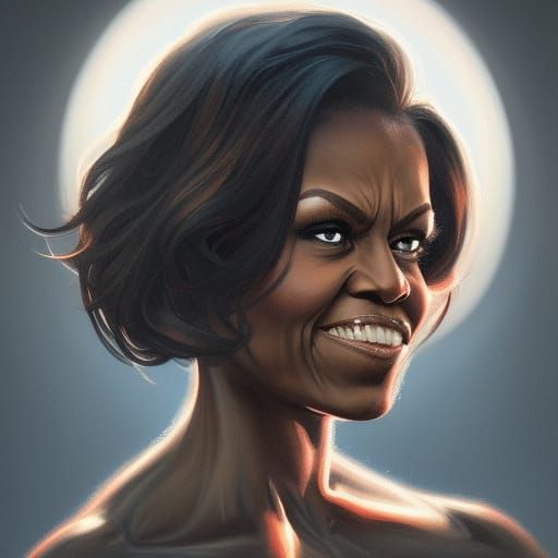 Demonic Michelle Obama Portrait in Artstation Style