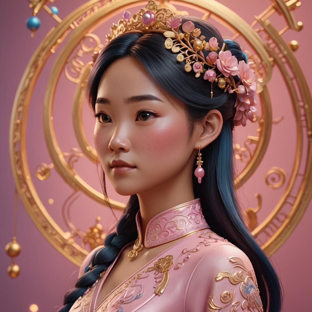 Chinese Girl Profile in Pixar-Style 3D Animation