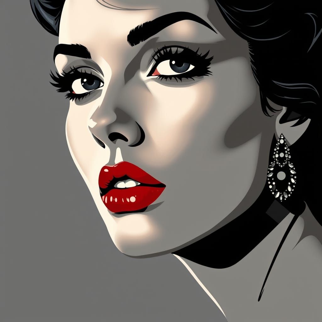 Glamorous Pop Art Woman's Face in Hollywood Style