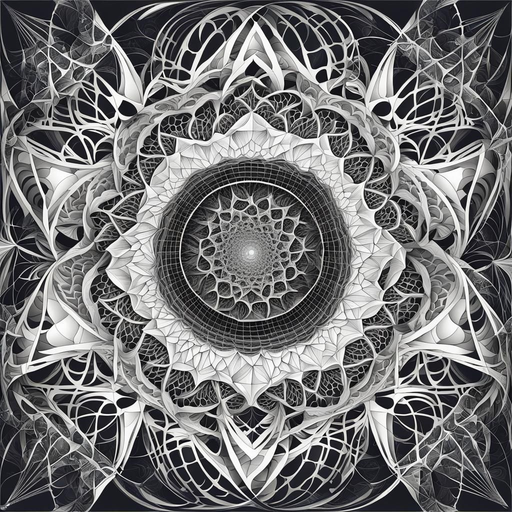 Abstract Sacred Geometry Fractal in 3D Shading