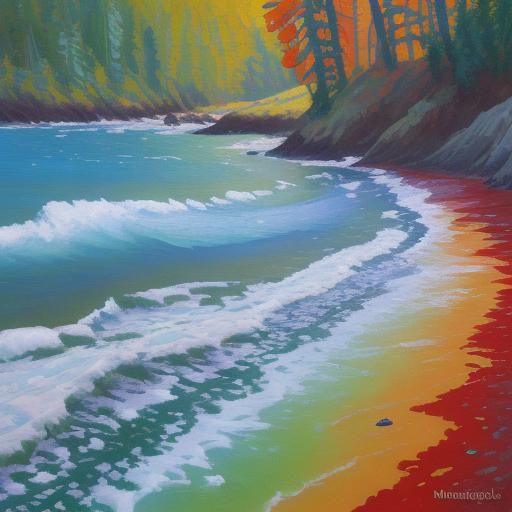 Mendocino Creek: Vibrant Acrylic Impressionist Painting