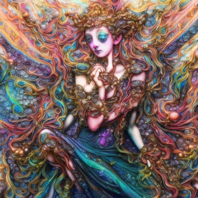 Ethereal Goddess with Jewels in Fairytale Illustration