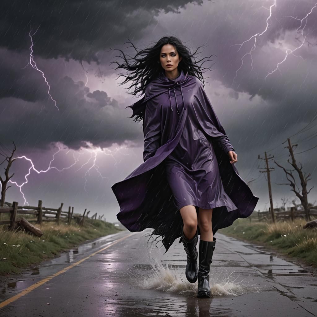 Woman in Stormy Weather Fantasy Concept Art