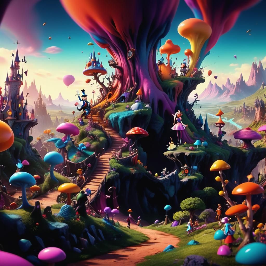 Wonderland Characters Cause Chaos: Pixar-Inspired Digital Ar...