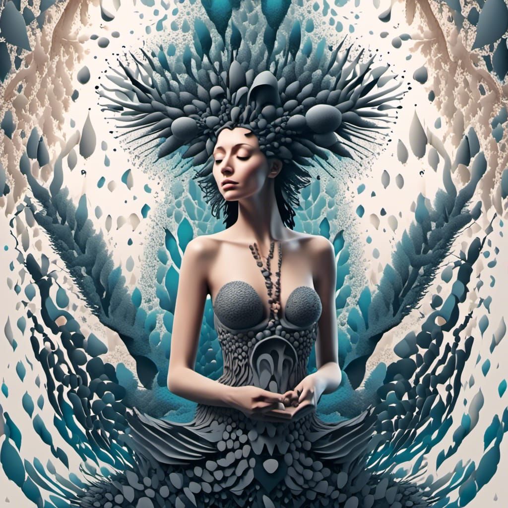 Scandinavian Woman in Forest with Fractal Design