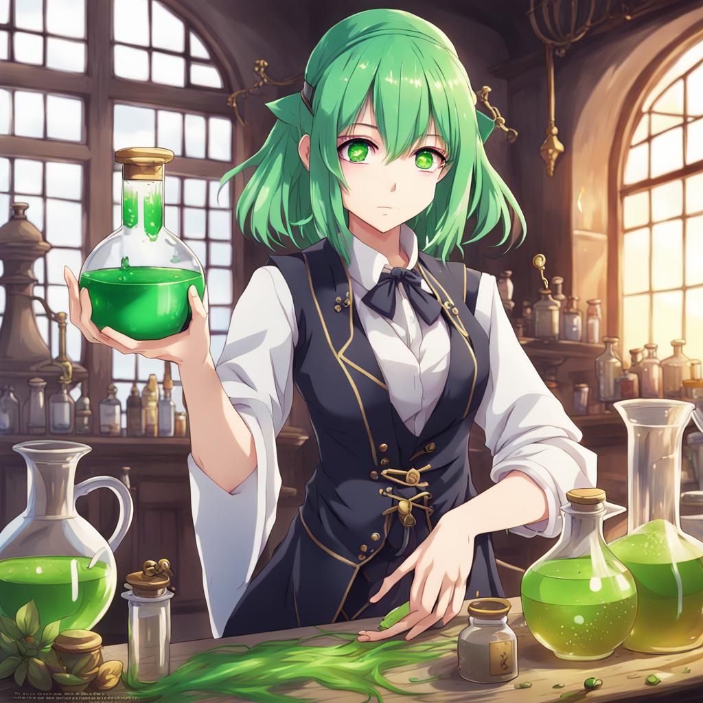 Anime Girl Alchemist Creating Potions
