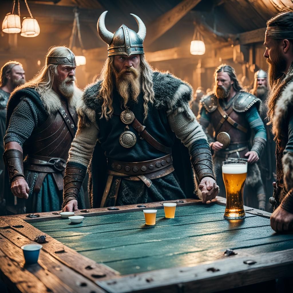 Thor Plays Beer Pong with Vikings: Cinematic Still